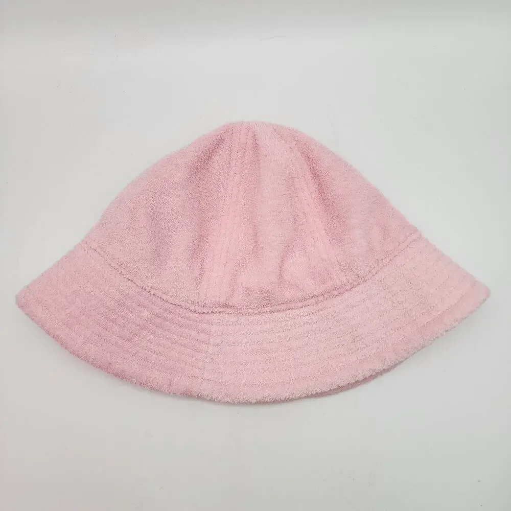 Light Pink Bucket Hat Terry Cloth One Size Plain 100% Cotton Y2K 2000s Beach OCI